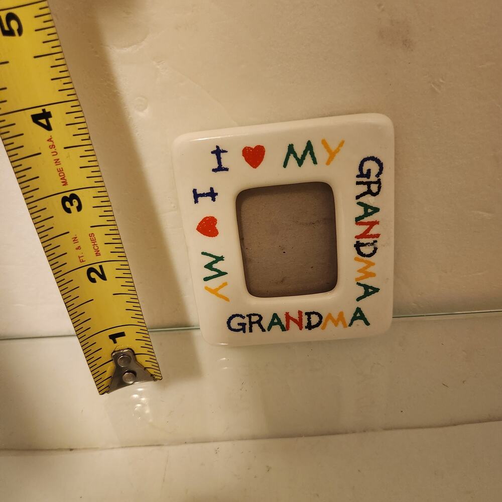 Mini Vintage Porcelain " I love my grandpa and grandma" Picture Frame 1.5x1.5